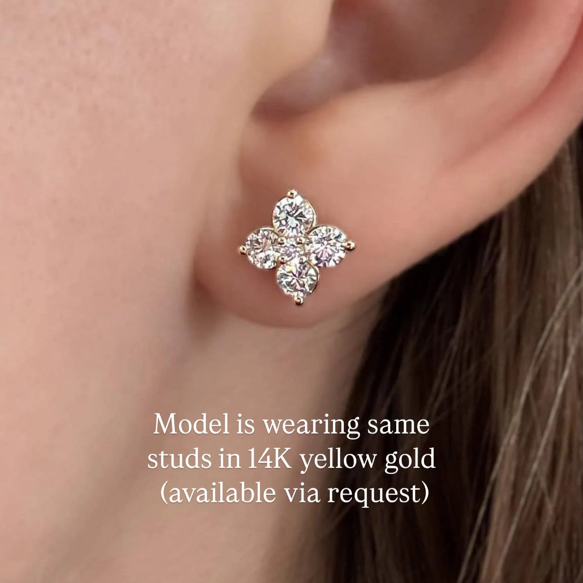 1.15 ct Colorless Lab Grown Diamond Clover Studs