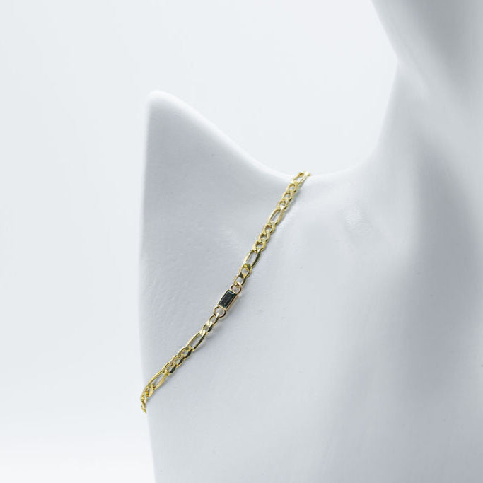 14K Emerald Figaro Bracelet