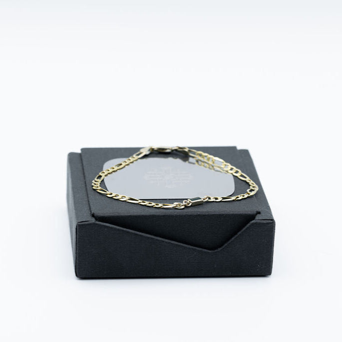 14K Emerald Figaro Bracelet