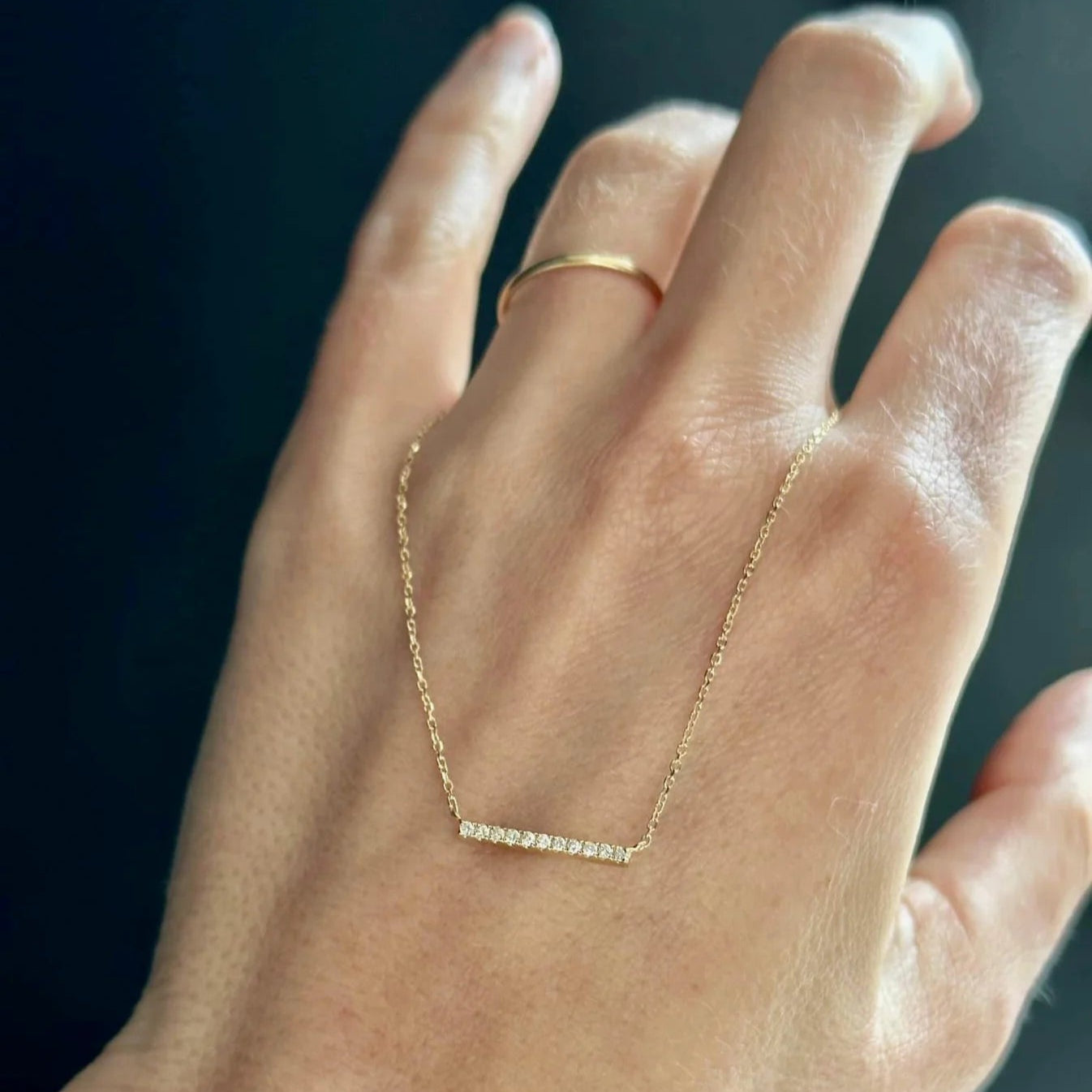 14K Diamond Bar Pendant