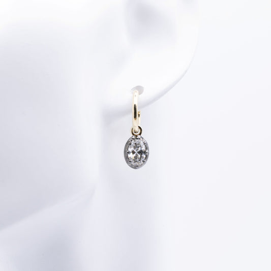 2 ctw Blackened 14K Diamond Drop Hoop Earrings