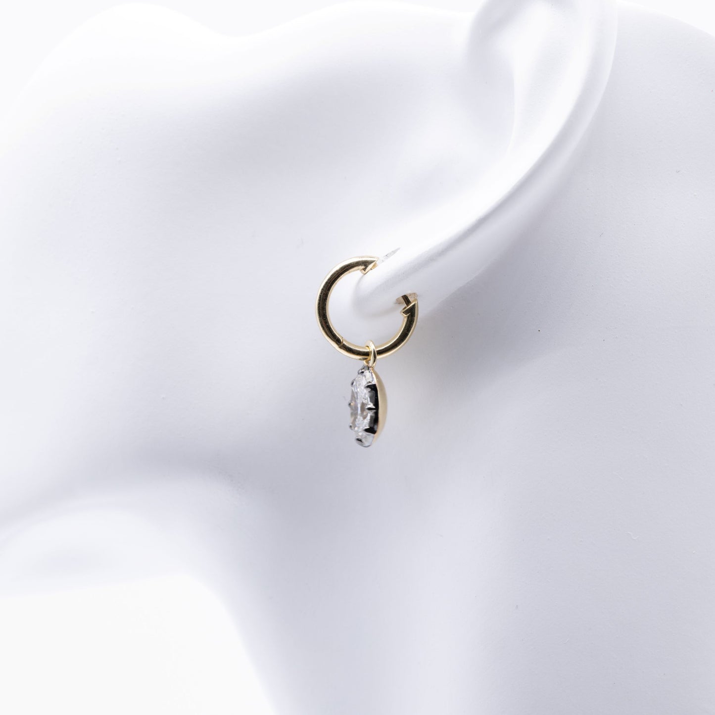 2 ctw Blackened 14K Diamond Drop Hoop Earrings